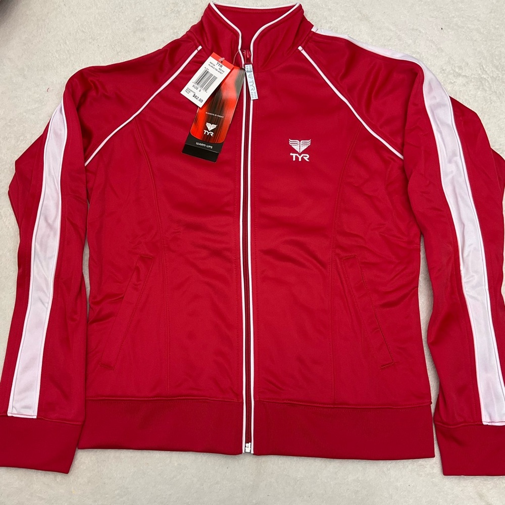 🌼4/$10🌼 NWT TYR Swim Female Alliance Full Zip Warm-Up Red White Jacket WAFJ2A
